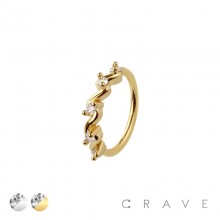 CZ MULTI SWIRL 316L SURGICAL STEEL HOOP NOSE RING 